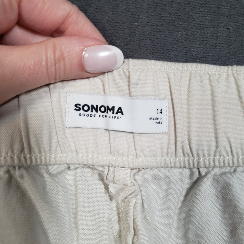 Sonoma Cargo Jogger Pants Womens 14 Beige Cotton Blend Utility Crop - Picture 4 of 10